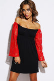 floral lace bell sleeve off shoulder party mini dress