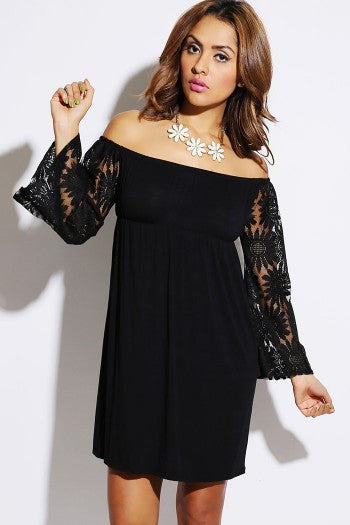 floral lace bell sleeve off shoulder party mini dress